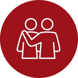 Outline figures in a red circle