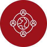 World connectivity symbol on red background
