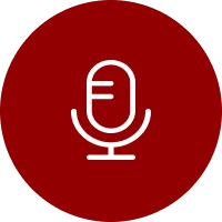 Microphone icon on red circle background